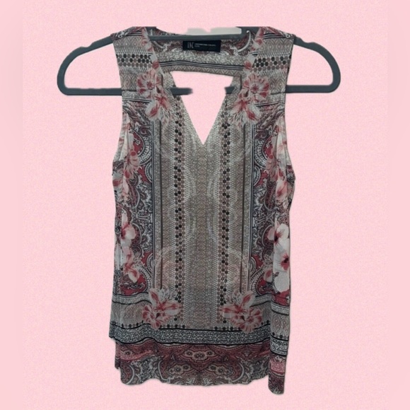 INC International Concepts Tops - INC International Concepts Floral Sleeveless Blouse - Pink and Black